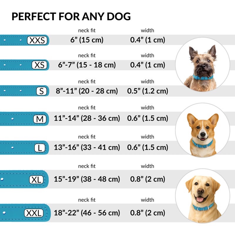 CollarDirect Rolled Leather Dog Collar, Soft Padded Round Puppy Collar, Handmade Genuine Leather Collar Dog Small Large Cat Collars 13 Colors (15-19 Inch, Light Blue Textured) - Image 4